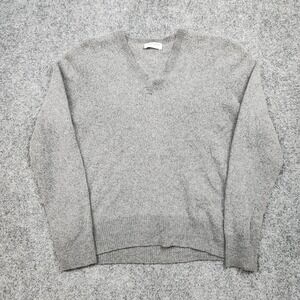 Gran Sasso Sweater Mens 50 Gray Cashmere 30 Blend V Neck Knit Pullover Italy